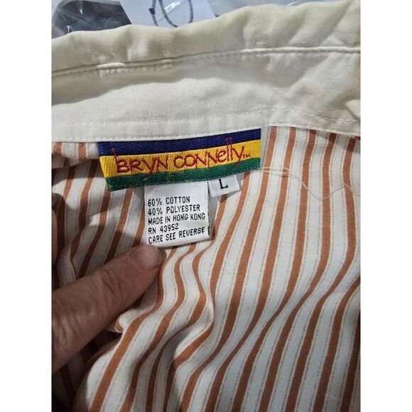 Vintage Red & White Striped Button-Down Shirt Embroidered Accents granny core - Picture 8 of 11